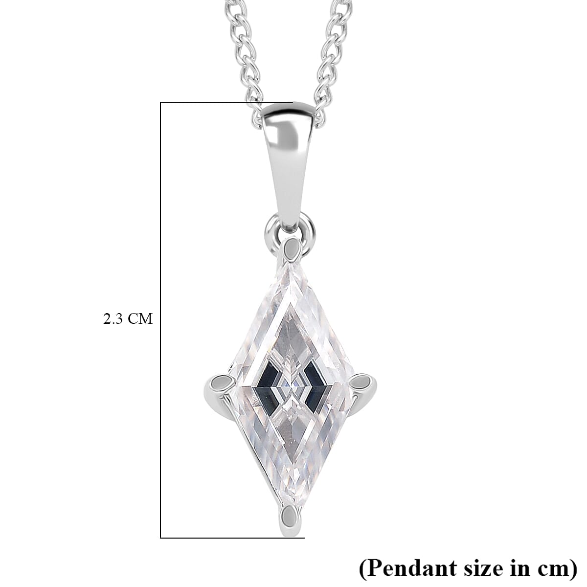 Moissanite Pendant with Chain (Size 18) in Rhodium Overlay Sterling Silver 2.40 Ct. Moissanite Pendant with Chain (Size 18) in Rhodium Overlay Sterling Silver 2.40 Ct.