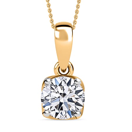 LUXURIANT Lab Grown Diamond Pendant with Chain (Size 20) in Vermeil Yellow Gold Plated Sterling Silver 0.50 Ct.