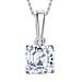LUXURIANT Asscher Cut Lab Grown Diamond Pendant with Chain (Size 18/20) in Rhodium Overlay Sterling Silver