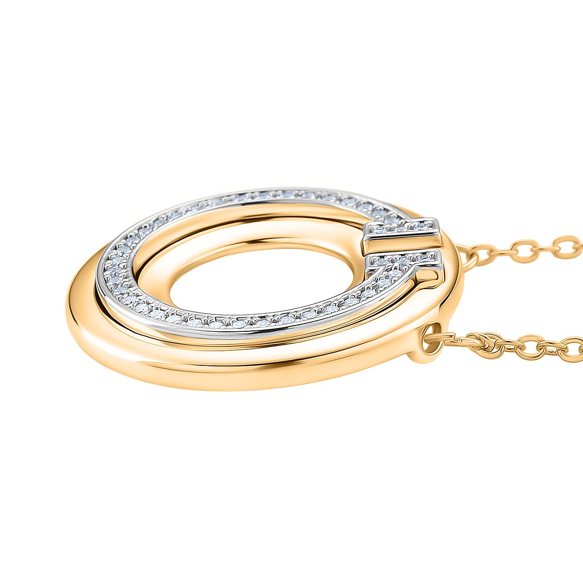 Designer Inspired - White Cubic Zirconia Pendant with Chain (Size 20 - 2 Ext)