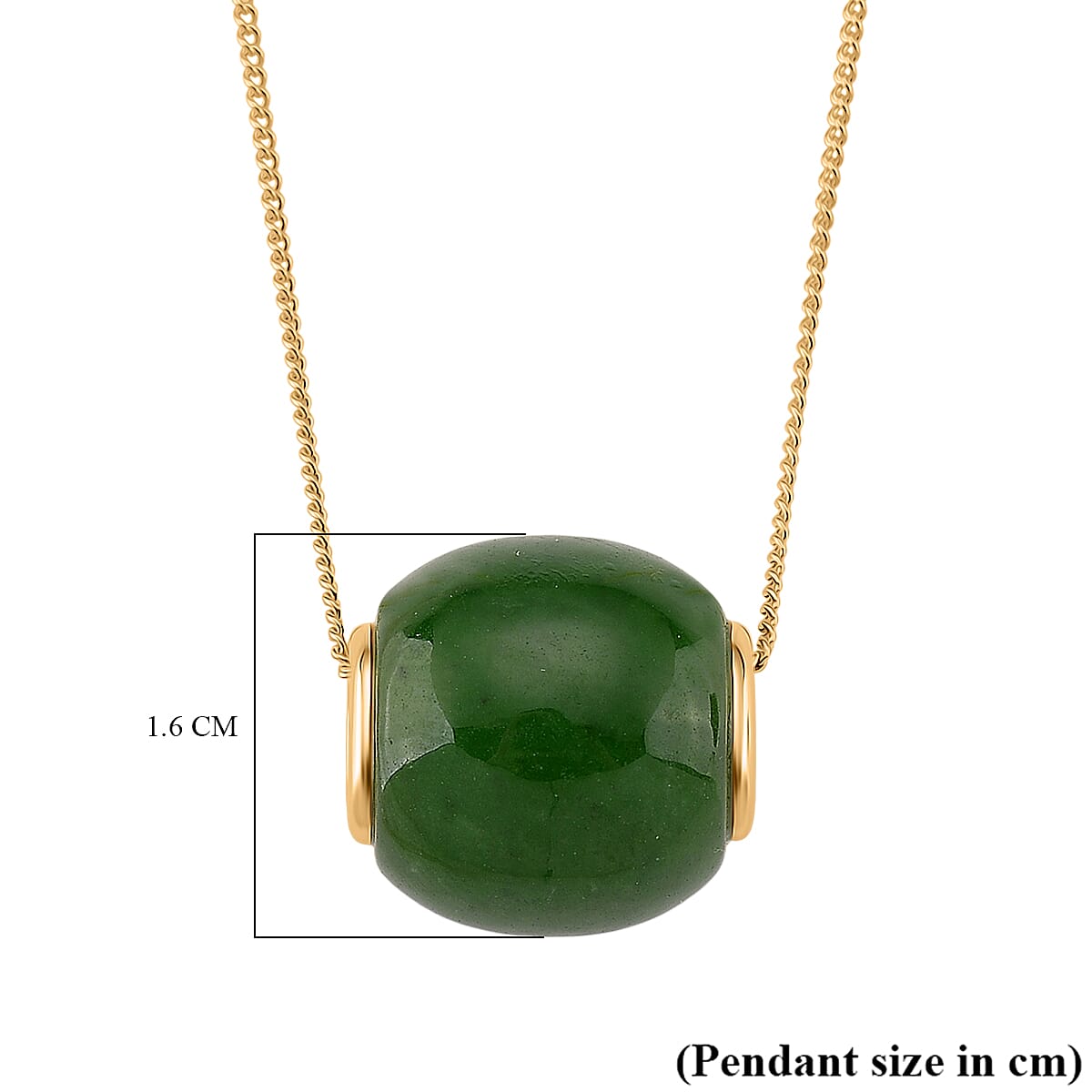 Green Jade Pendant with Chain (Size 18) in 18K Vermeil Yellow Gold Plated Sterling Silver 27.11 Ct.