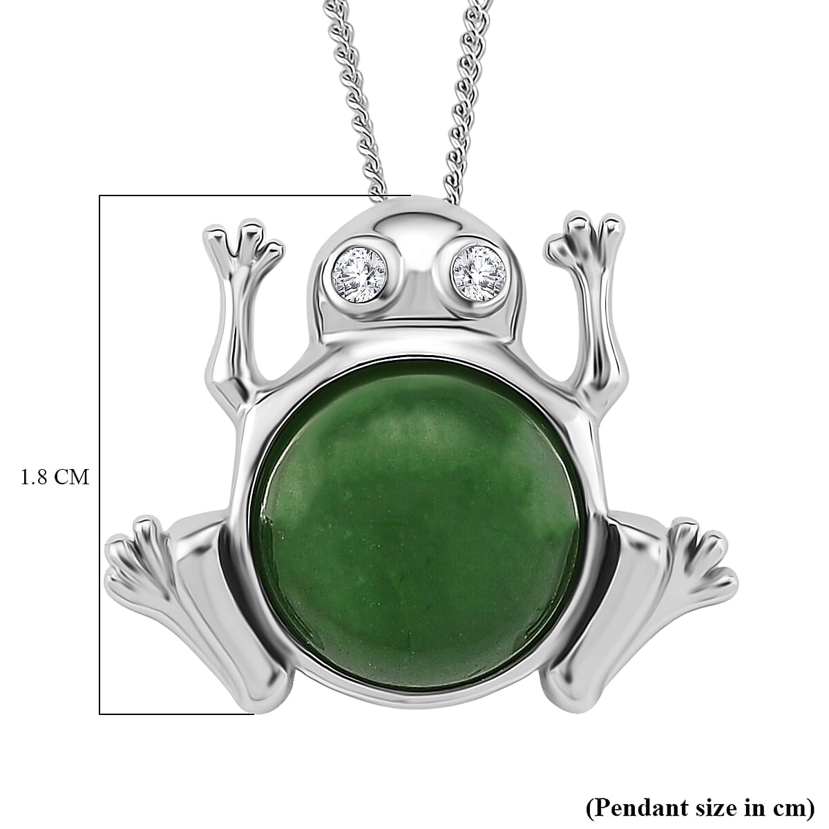Enhanced Green Jade & Moissanite Pendant with Chain (Size 18) with Lobster Clasp in Rhodium Overlay Sterling Silver 6.25 Ct. Enhanced Green Jade & Moissanite Pendant with Chain (Size 18) with Lobster Clasp in Rhodium Overlay Sterling Silver 6.25 Ct.