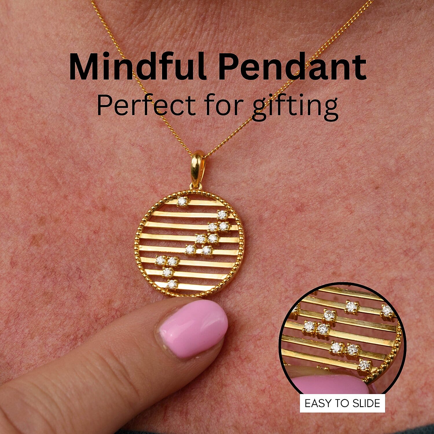 Moissanite Pendant with Chain (Size 18) in Yellow Gold Plated Sterling Silver