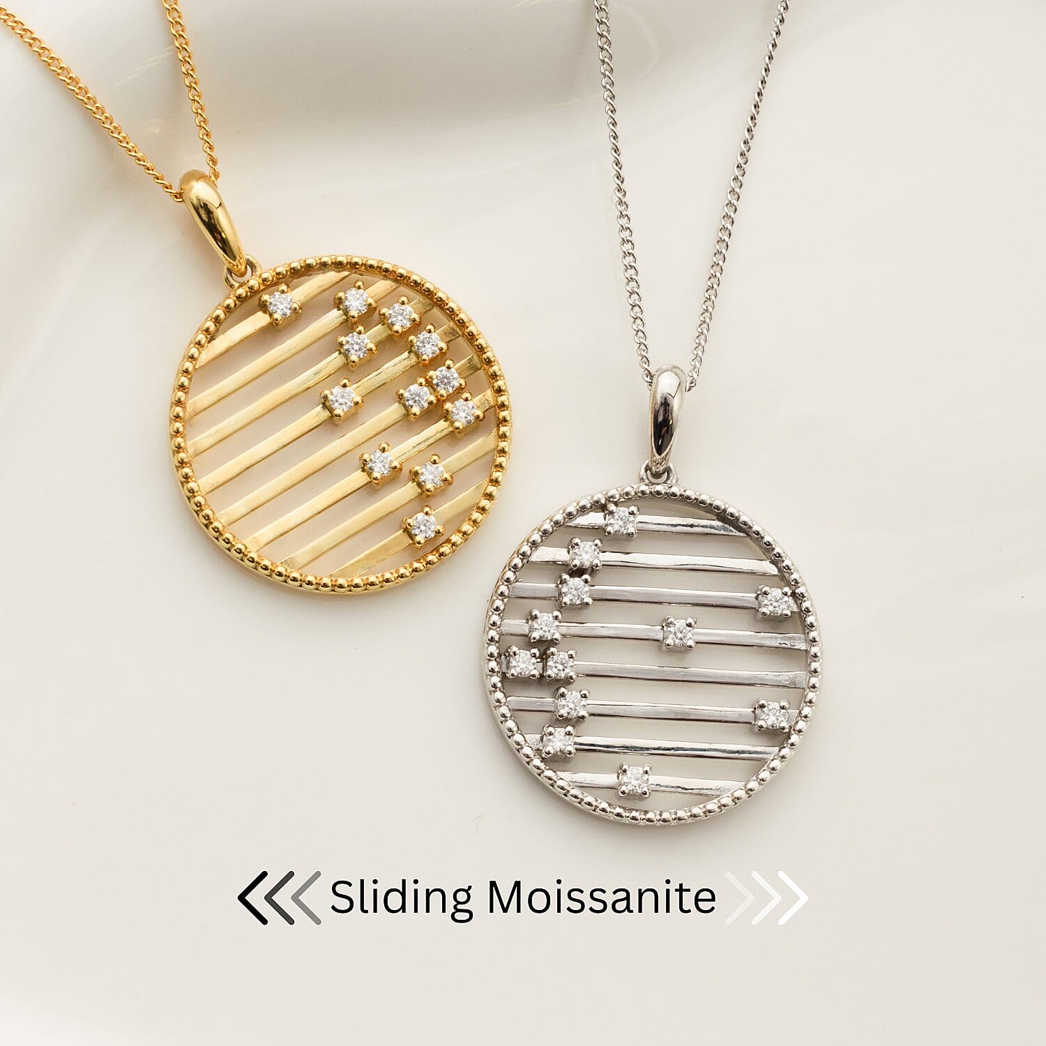 Moissanite Pendant with Chain (Size 18) in Yellow Gold Plated Sterling Silver