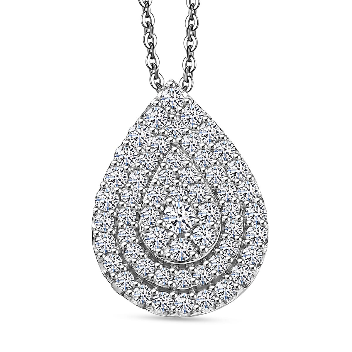 Luxuriant Diamond Lab Grown Diamond (VS-EF) Pendant with Chain (Size 20) in Rhodium Overlay Sterling Silver 1.00 Cts