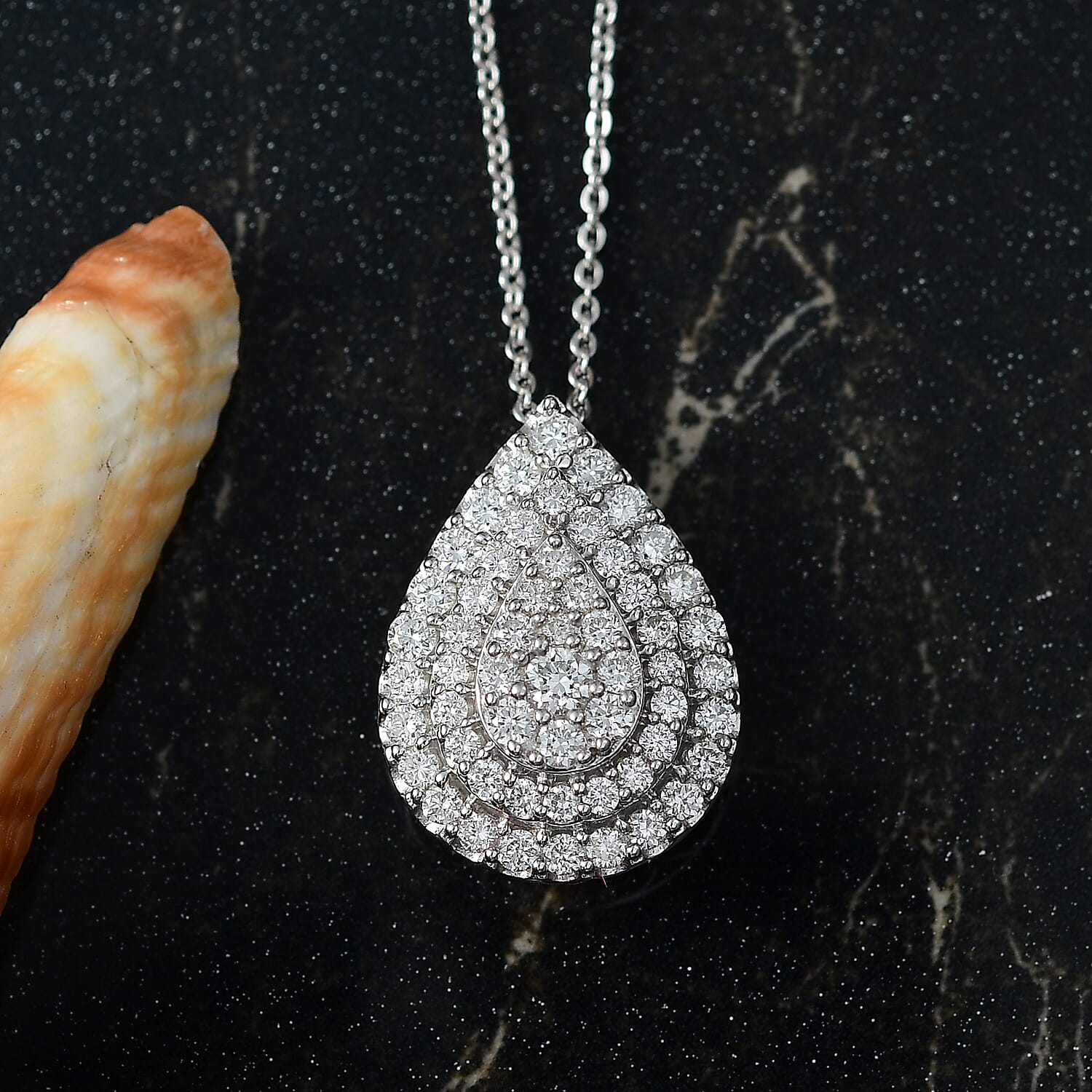 Luxuriant Diamond Lab Grown Diamond (VS-EF) Pendant with Chain (Size 20) in Rhodium Overlay Sterling Silver 1.00 Cts