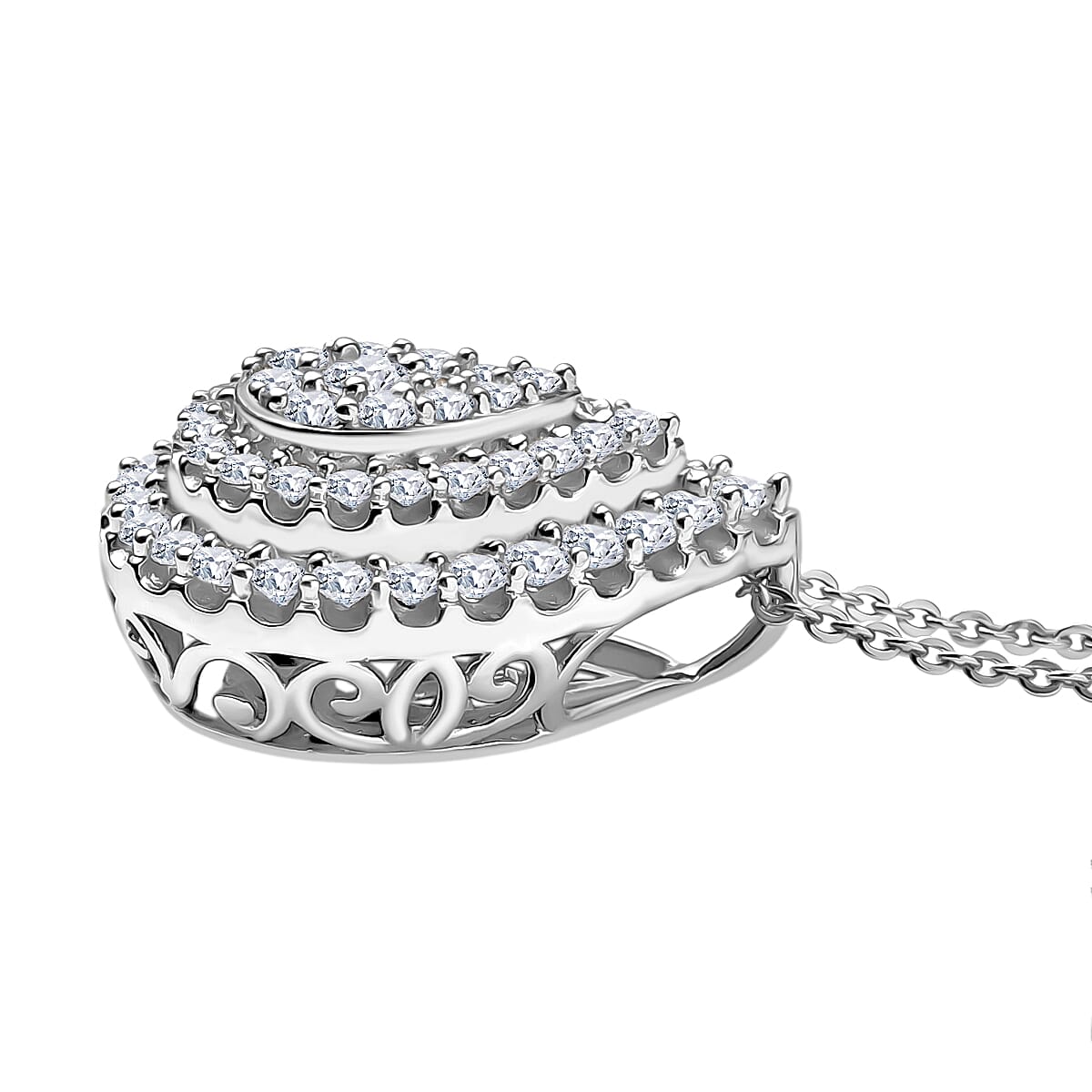 Luxuriant Diamond Lab Grown Diamond (VS-EF) Pendant with Chain (Size 20) in Rhodium Overlay Sterling Silver 1.00 Cts