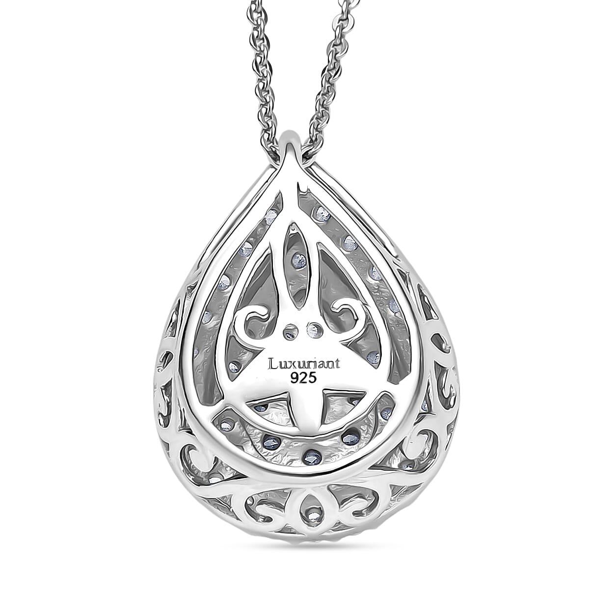 Luxuriant Diamond Lab Grown Diamond (VS-EF) Pendant with Chain (Size 20) in Rhodium Overlay Sterling Silver 1.00 Cts