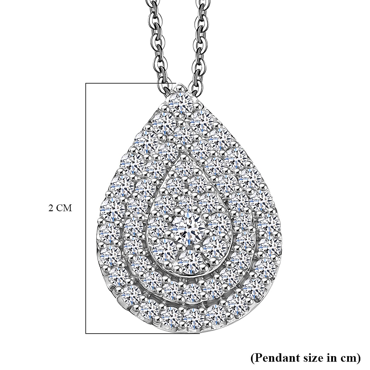 Luxuriant Diamond Lab Grown Diamond (VS-EF) Pendant with Chain (Size 20) in Rhodium Overlay Sterling Silver 1.00 Cts
