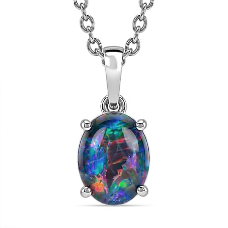 Australian Boulder Opal Pendant with Chain (Size 20) in Platinum Overlay Sterling Silver 1.22 Ct.