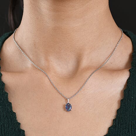 Australian Boulder Opal Pendant with Chain (Size 20) in Platinum Overlay Sterling Silver 1.22 Ct.