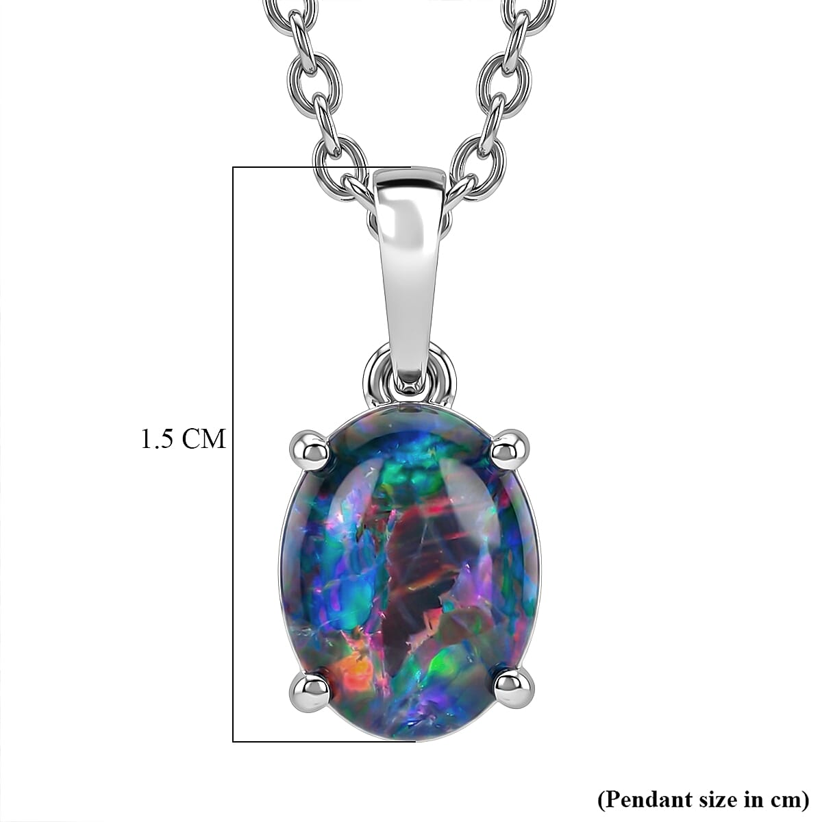 Australian Boulder Opal Pendant with Chain (Size 20) in Platinum Overlay Sterling Silver 1.22 Ct.