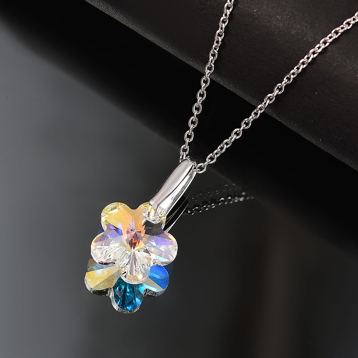 AB Swarovski Crystal Pendant with Chain (Size 20) 6.45 Ct.