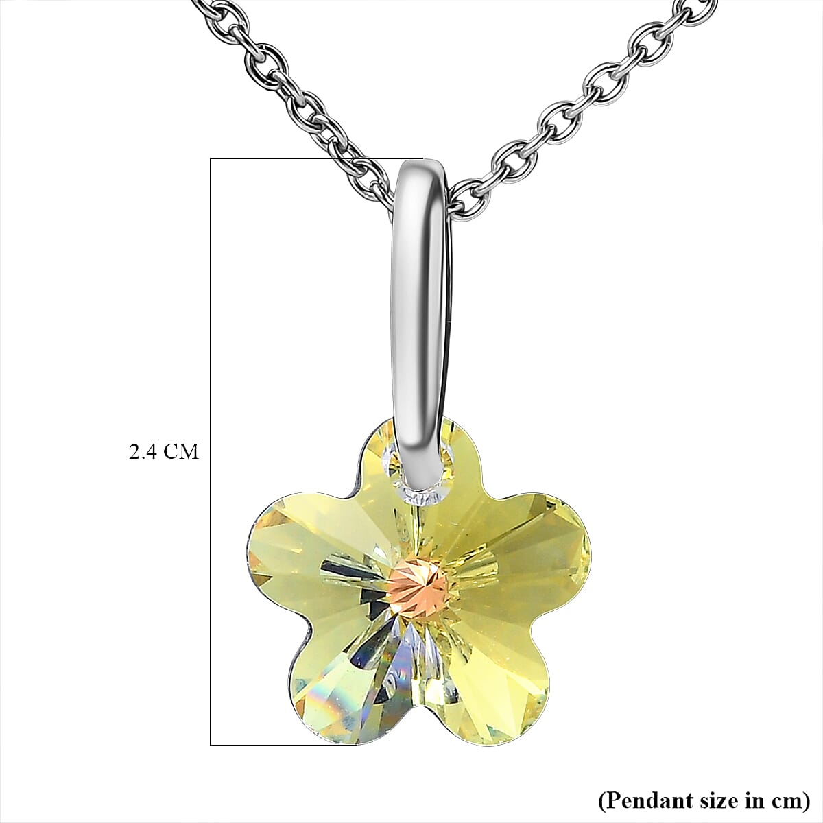 AB Swarovski Crystal Pendant with Chain (Size 20) 6.45 Ct.