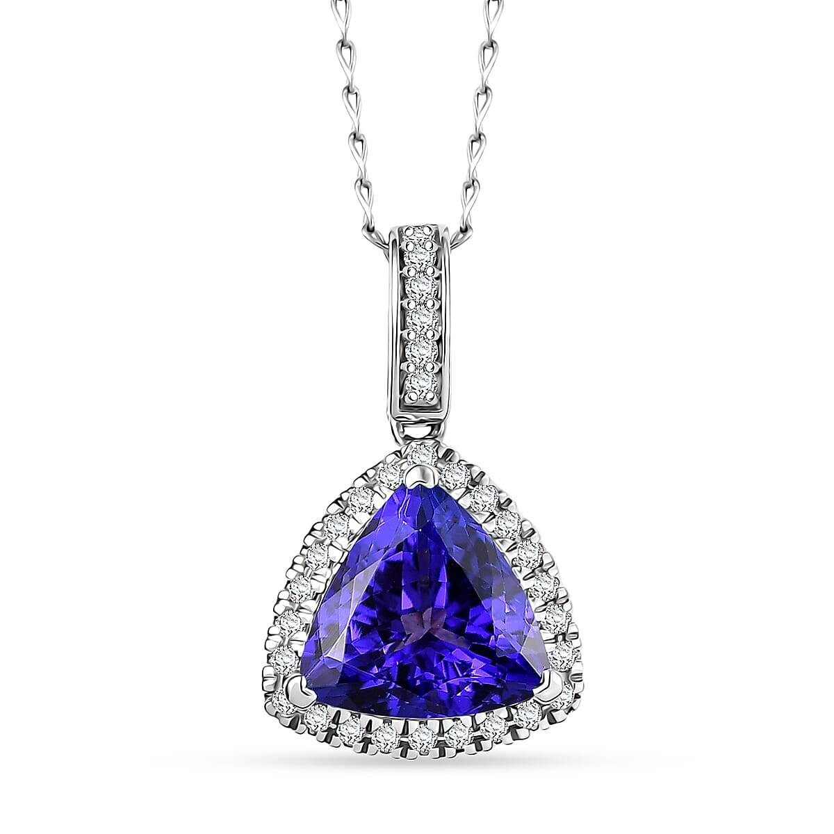 Tanzanite  950 Platinum,  White Diamond Pendant with Chain (Size 20) 0.25ct, Platinum Wt. 5 Gms  3.910  Ct.