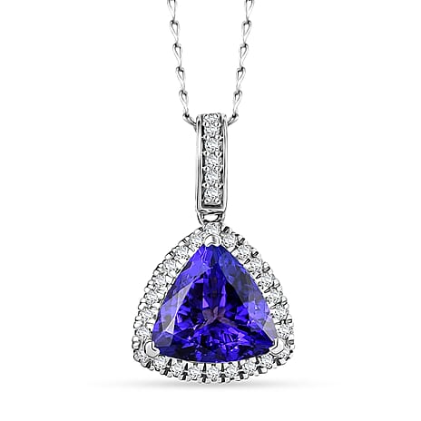 Tanzanite  950 Platinum,  White Diamond Pendant with Chain (Size 20) 0.25ct, Platinum Wt. 5 Gms  3.910  Ct.