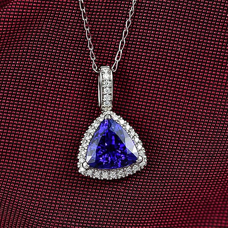 Tanzanite  950 Platinum,  White Diamond Pendant with Chain (Size 20) 0.25ct, Platinum Wt. 5 Gms  3.910  Ct.