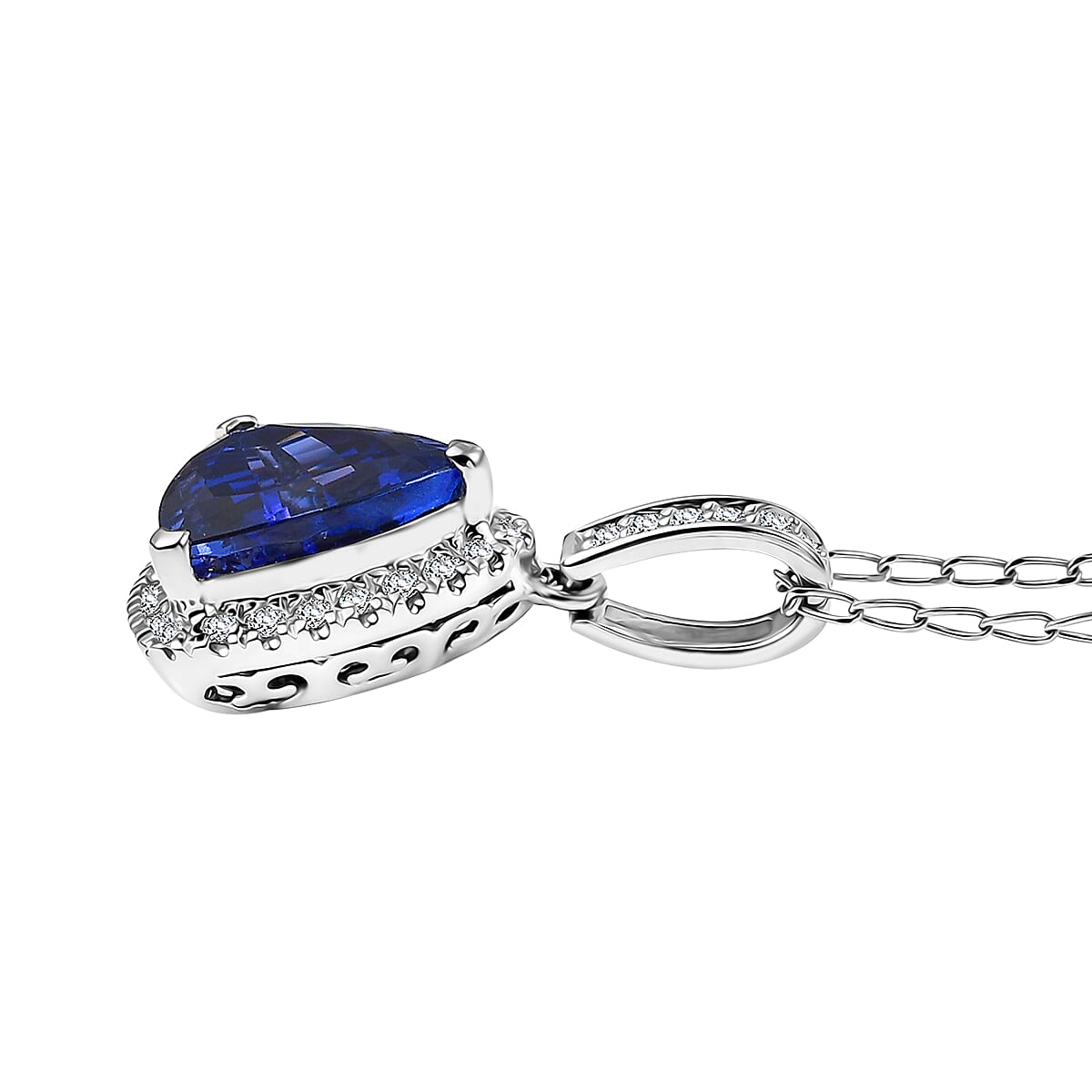 Tanzanite  950 Platinum,  White Diamond Pendant with Chain (Size 20) 0.25ct, Platinum Wt. 5 Gms  3.910  Ct.