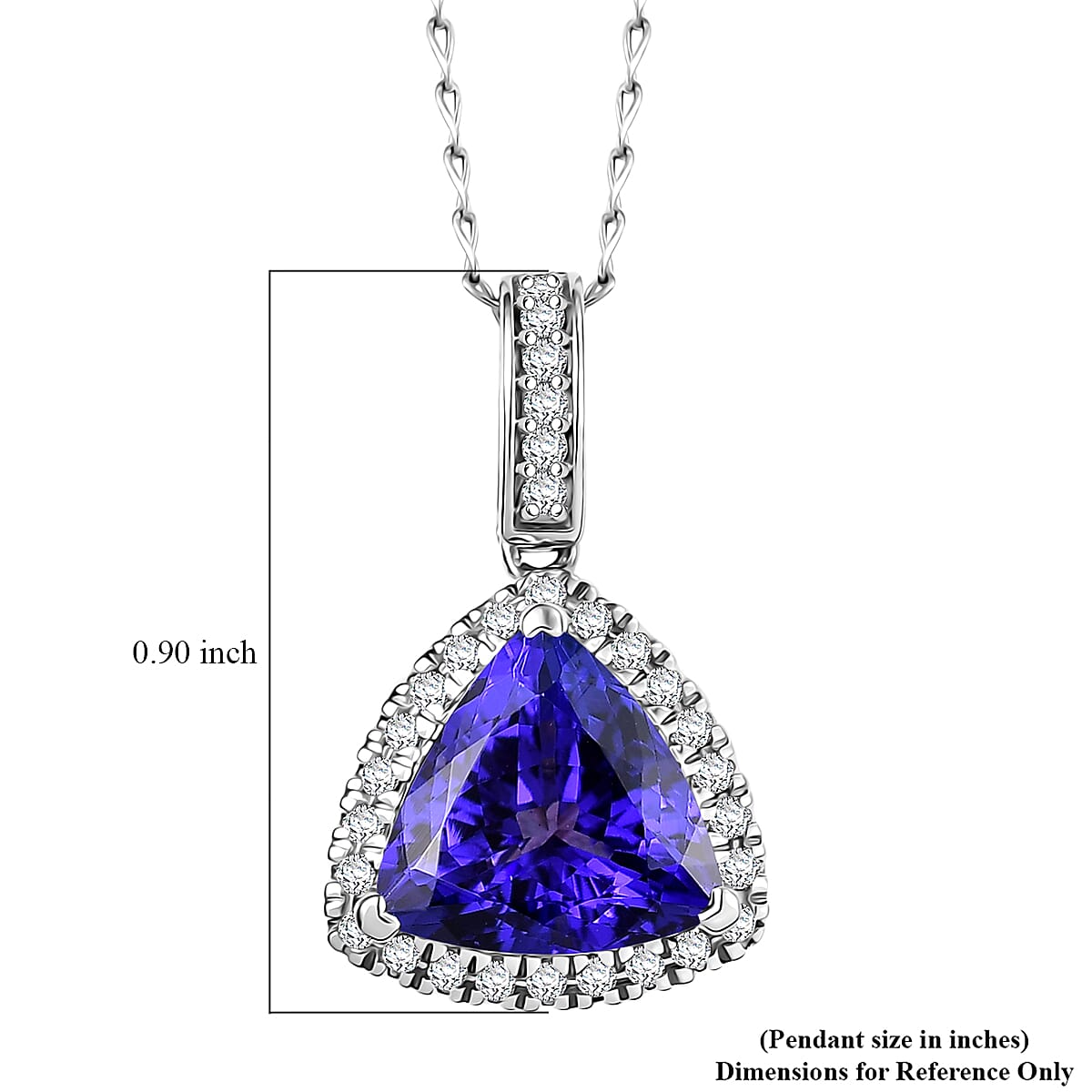 Tanzanite  950 Platinum,  White Diamond Pendant with Chain (Size 20) 0.25ct, Platinum Wt. 5 Gms  3.910  Ct.