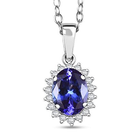 Certified & Appraised RHAPSODY AAAA Tanzanite, Diamond Sunburst Pendant Necklace in 950 Platinum 20 Inches, 1.76 Ct. Certified & Appraised RHAPSODY AAAA Tanzanite, Diamond Sunburst Pendant Necklace in 950 Platinum 20 Inches, 1.76 Ct.