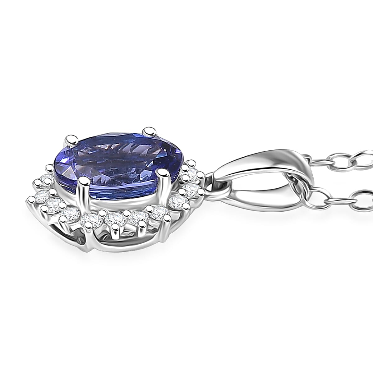 Tanzanite  950 Platinum,  White Diamond Pendant with Chain (Size 20) 0.18ct, Platinum Wt. 4.5 Gms  1.580  Ct.