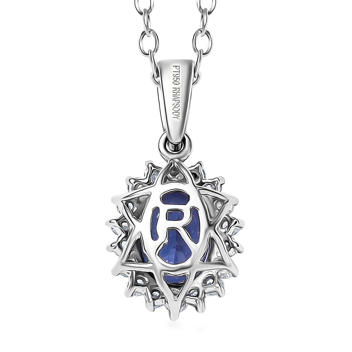 Tanzanite  950 Platinum,  White Diamond Pendant with Chain (Size 20) 0.18ct, Platinum Wt. 4.5 Gms  1.580  Ct.
