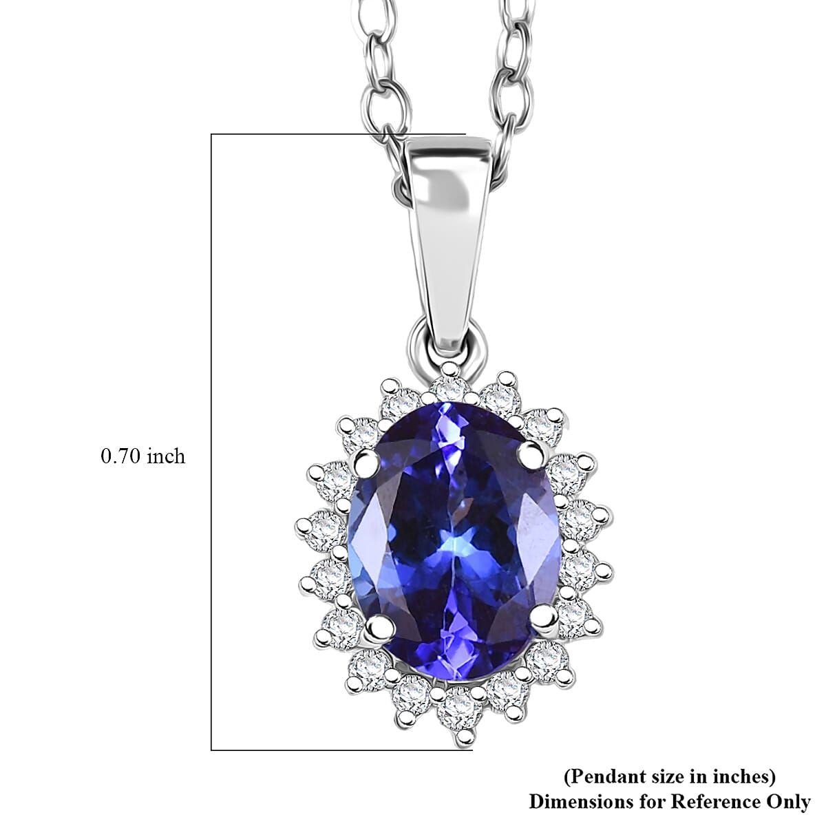 Tanzanite  950 Platinum,  White Diamond Pendant with Chain (Size 20) 0.18ct, Platinum Wt. 4.5 Gms  1.580  Ct.