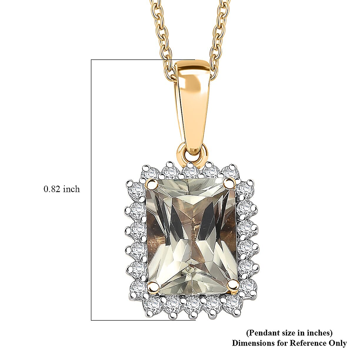 14K Yellow Gold,  Turkizite,  White Diamond Pendant with Chain (Size 20) 3.00ct  Gold Wt. 3 Gms  3.000  Ct.