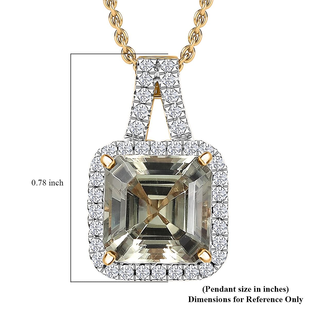 14K Yellow Gold,  Turkizite,  White Diamond Pendant with Chain (Size 20) 3.78ct  Gold Wt. 4 Gms  3.780  Ct.