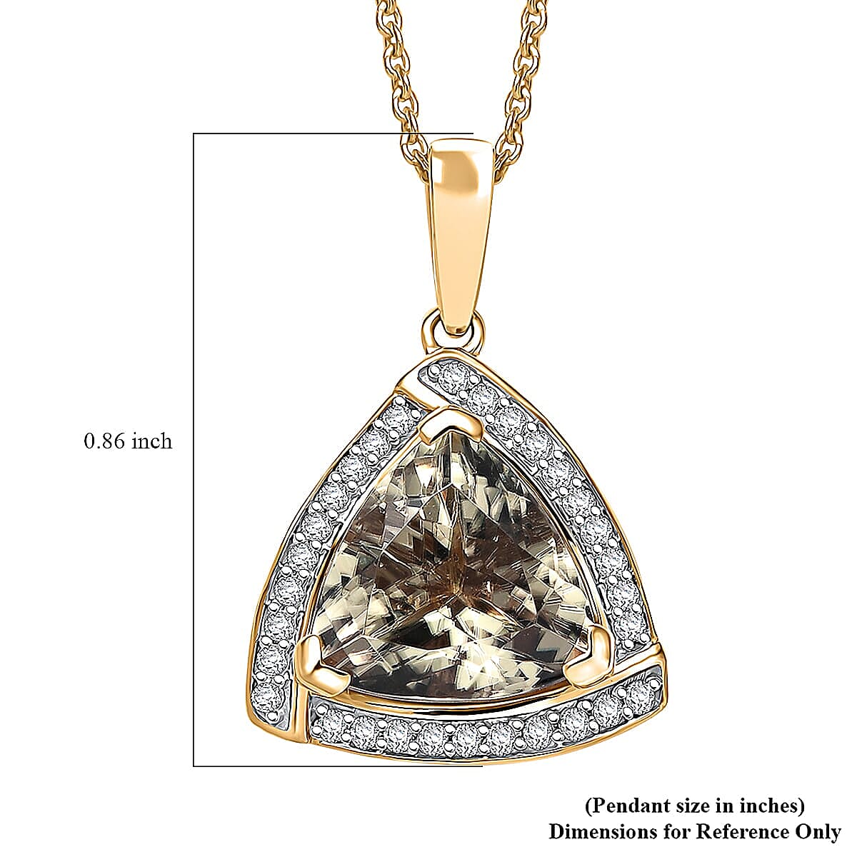 14K Yellow Gold,  Turkizite,  White Diamond Pendant with Chain (Size 20) 3.65ct  Gold Wt. 2.5 Gms  3.650  Ct.
