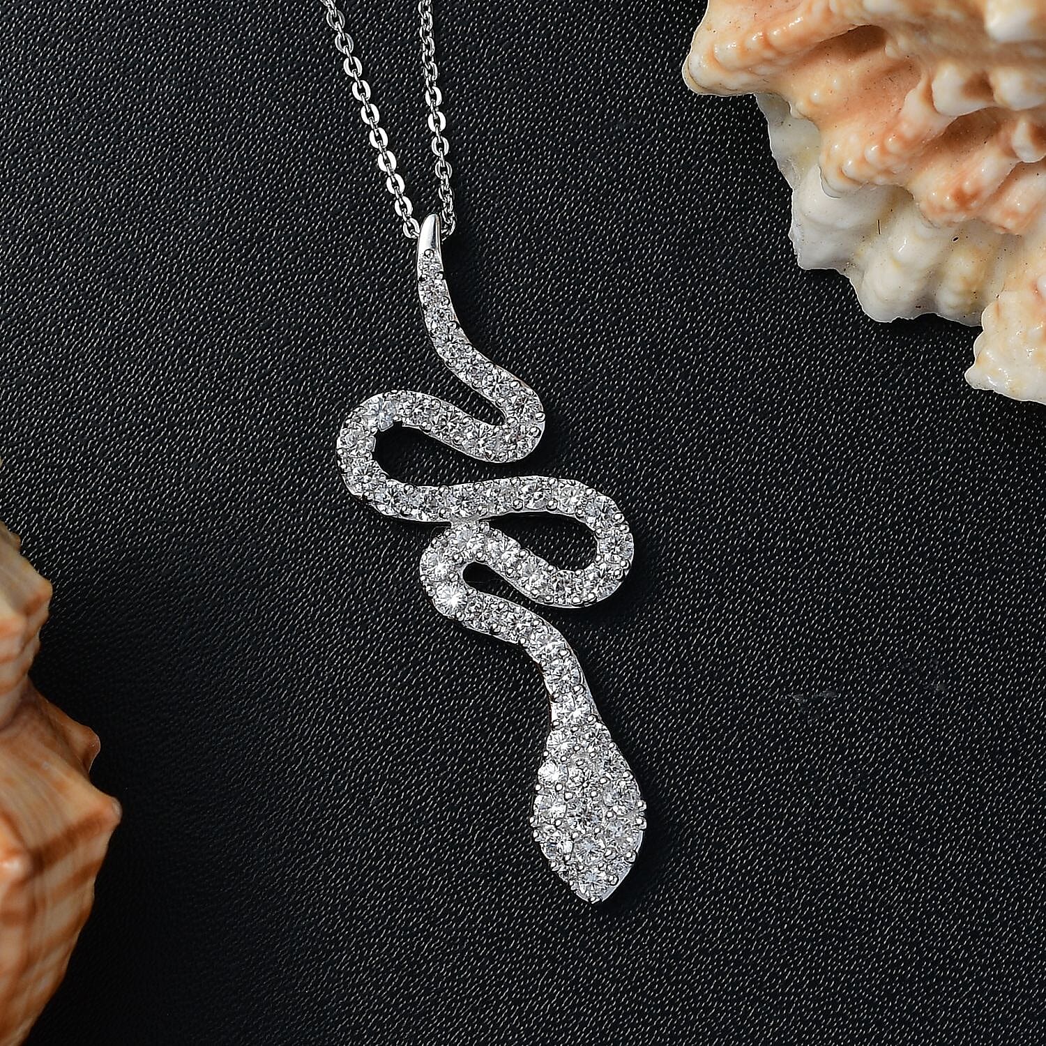 White Zircon Pendant with Chain (Size 20) in Rhodium Overlay Sterling Silver 1.15 Ct