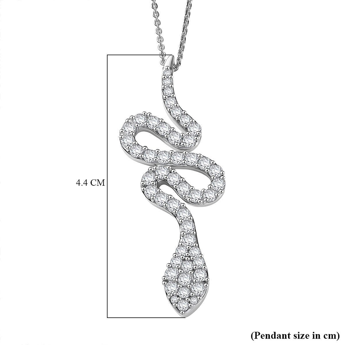 White Zircon Pendant with Chain (Size 20) in Rhodium Overlay Sterling Silver 1.15 Ct