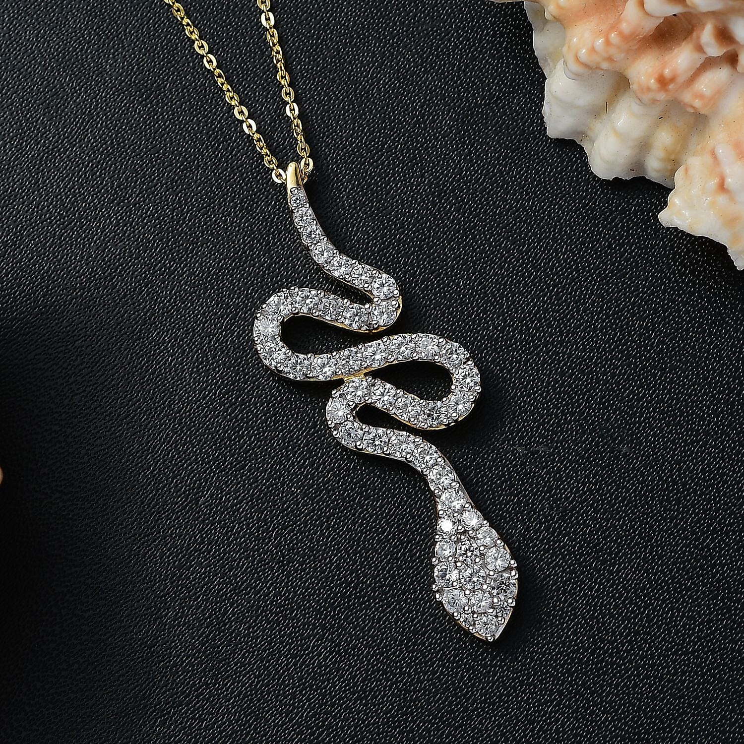 White Zircon Pendant with Chain (Size 20) in 18K Vermeil Yellow Gold Plated Sterling Silver 1.15 Ct.