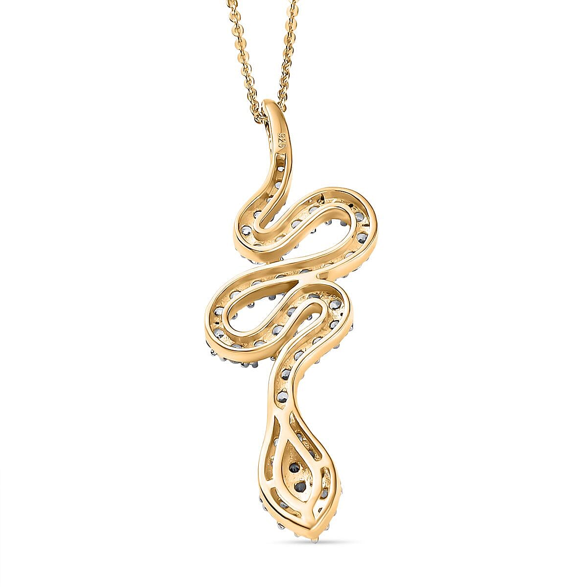 White Zircon Pendant with Chain (Size 20) in 18K Vermeil Yellow Gold Plated Sterling Silver 1.15 Ct.