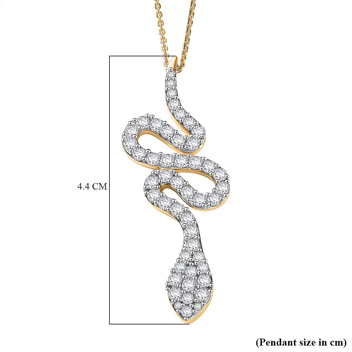 White Zircon Pendant with Chain (Size 20) in 18K Vermeil Yellow Gold Plated Sterling Silver 1.15 Ct.
