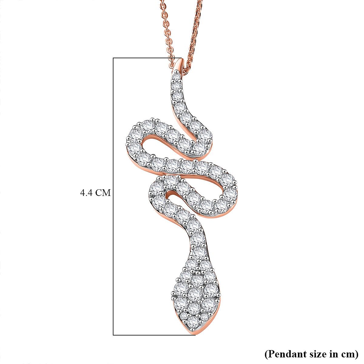 White Zircon Pendant with Chain (Size 20) in 18K Vermeil Rose Gold Plated Sterling Silver 1.15 Ct.