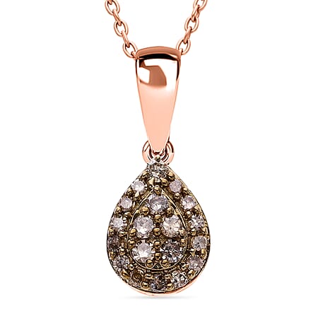 Champagne Diamond Pendant with Chain (Size 18-20) with Spring Ring Clasp in Vermeil Rose Gold Plated Sterling Silver Champagne Diamond Pendant with Chain (Size 18-20) with Spring Ring Clasp in Vermeil Rose Gold Plated Sterling Silver