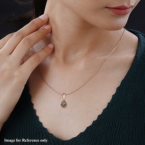 Champagne Diamond Pendant with Chain (Size 18-20) with Spring Ring Clasp in Vermeil Rose Gold Plated Sterling Silver