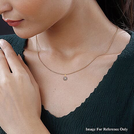 White Diamond & Champagne Diamond Pendant with Chain (Size 18-20) with Spring Ring Clasp in Vermeil Yellow Gold Plated Sterling Silver 1.00 Ct.