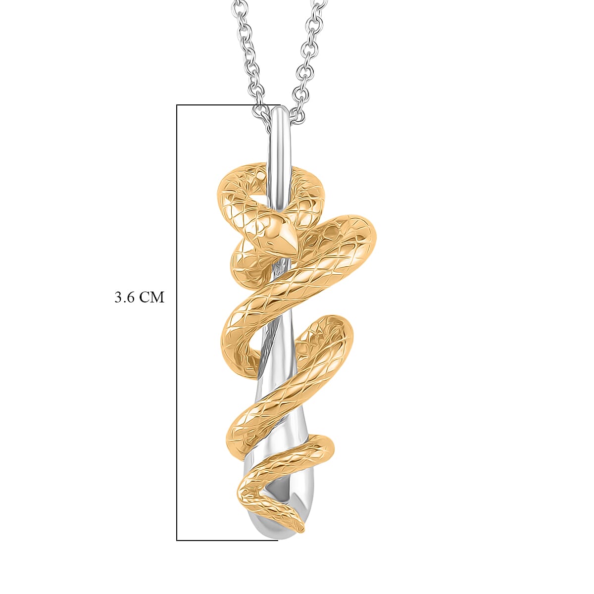 LUCY Q Drop Serpentine Collection 925S White Silver - Two - Tone Plating - Rhodium and Yellow Gold Pendant with Chain (Size 28) in Platinum Overlay Sterling Silver Wt. 7.00 Gms. LUCY Q Drop Serpentine Collection 925S White Silver - Two - Tone Plating - Rhodium and Yellow Gold Pendant with Chain (Size 28) in Platinum Overlay Sterling Silver Wt. 7.00 Gms.