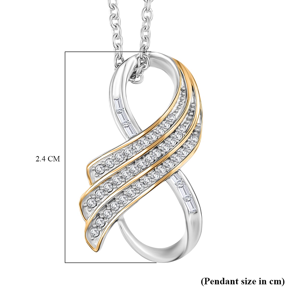 GP Angel Wing Collection - White Diamond & Blue Sapphire Pendant with Chain (Size 20) in 18K Vermeil Yellow Gold Plated & Rhodium Overlay Sterling Silver GP Angel Wing Collection - White Diamond & Blue Sapphire Pendant with Chain (Size 20) in 18K Vermeil Yellow Gold Plated & Rhodium Overlay Sterling Silver