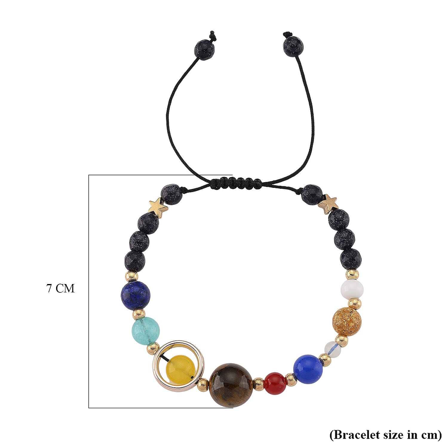 Close Out Deal - 2 Piece Set - Nine Planets Multi Colour Gemstones Accessories & Bracelet (Size 6.5 - 9.5 Adjustable) 395.00 Ct.