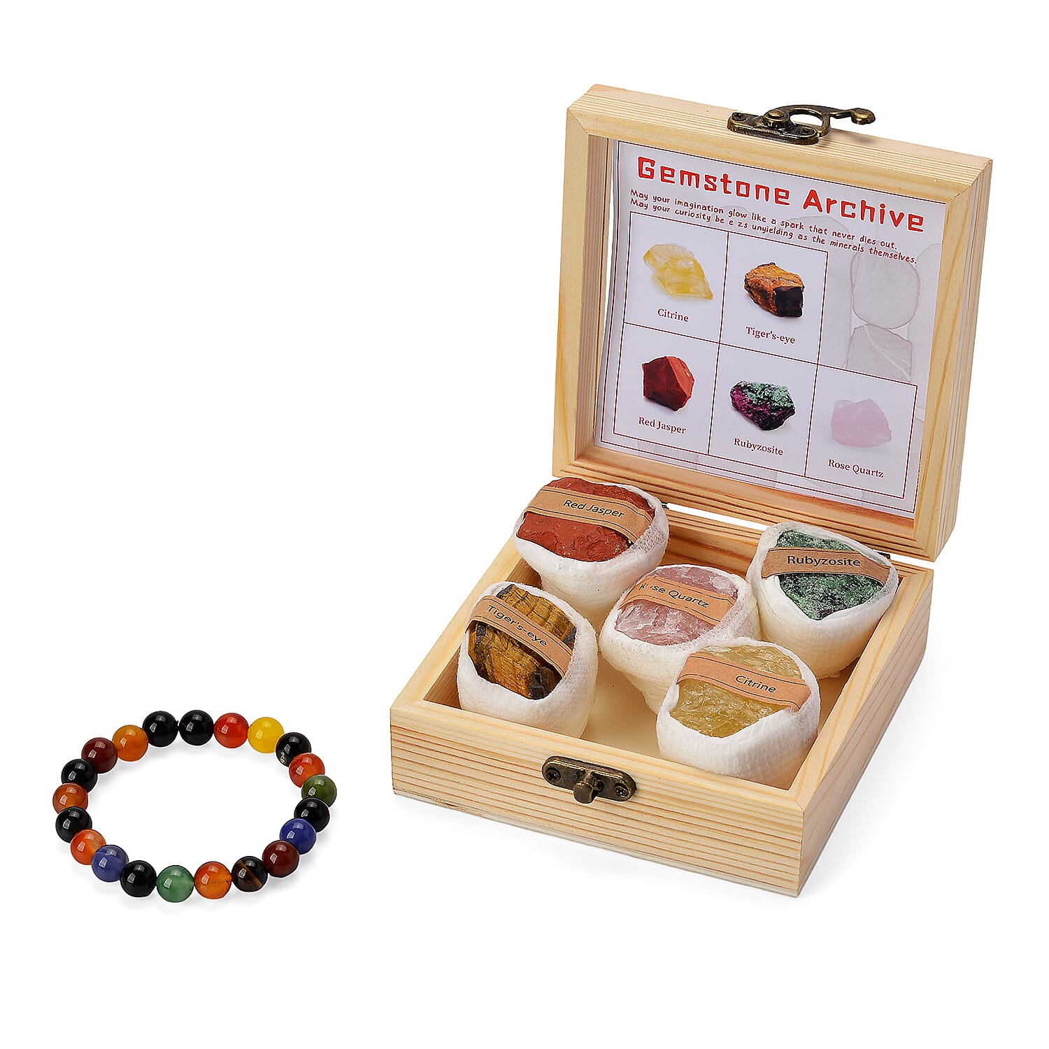 One Time Deal- 2 Piece Set - Multi Gemstones Multi Colour Agate Accessories & Multi Stone Bracelet (Size 7.5 Strechable) 1740.00 Ct.