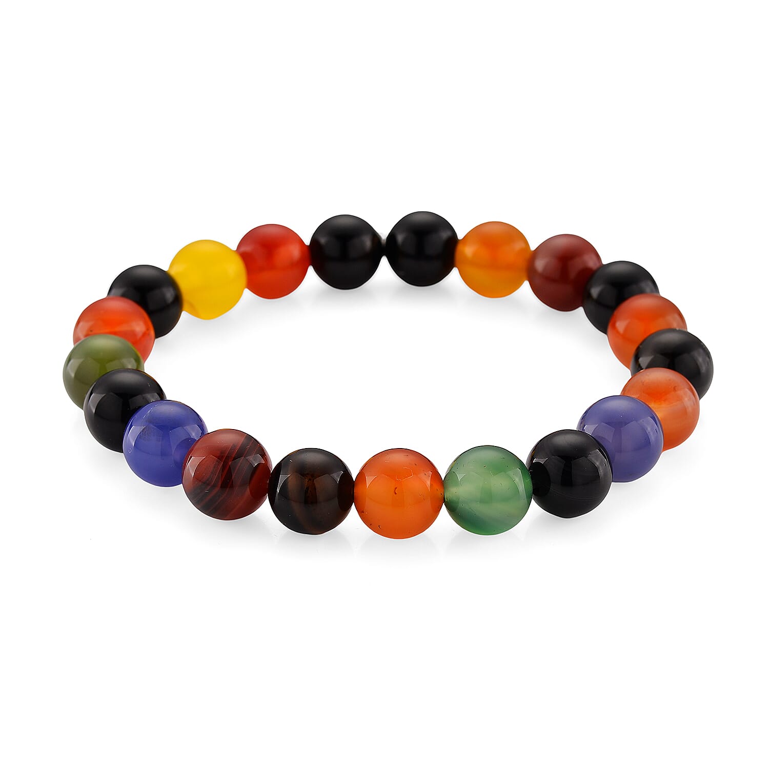 One Time Deal- 2 Piece Set - Multi Gemstones Multi Colour Agate Accessories & Multi Stone Bracelet (Size 7.5 Strechable) 1740.00 Ct.