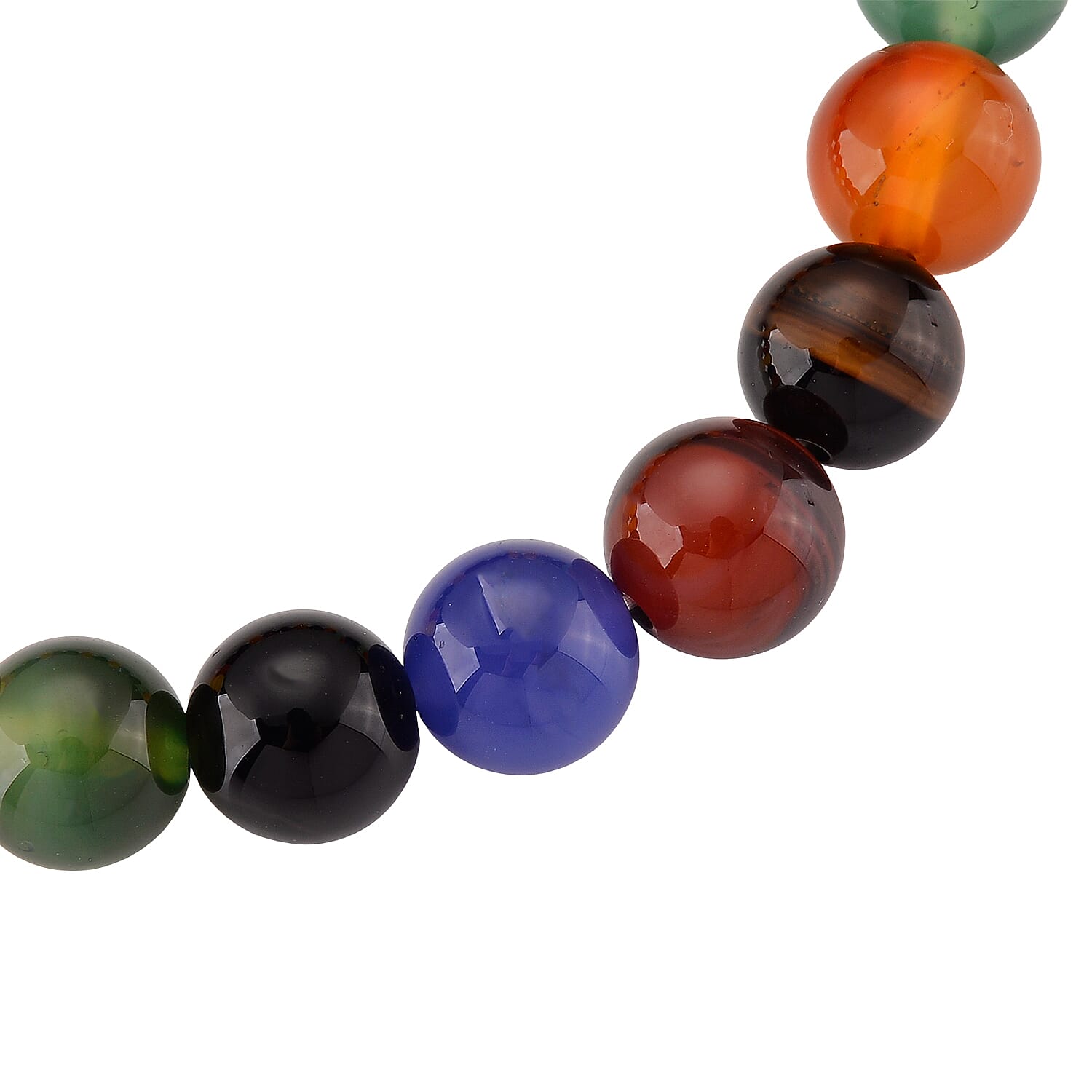 One Time Deal- 2 Piece Set - Multi Gemstones Multi Colour Agate Accessories & Multi Stone Bracelet (Size 7.5 Strechable) 1740.00 Ct.