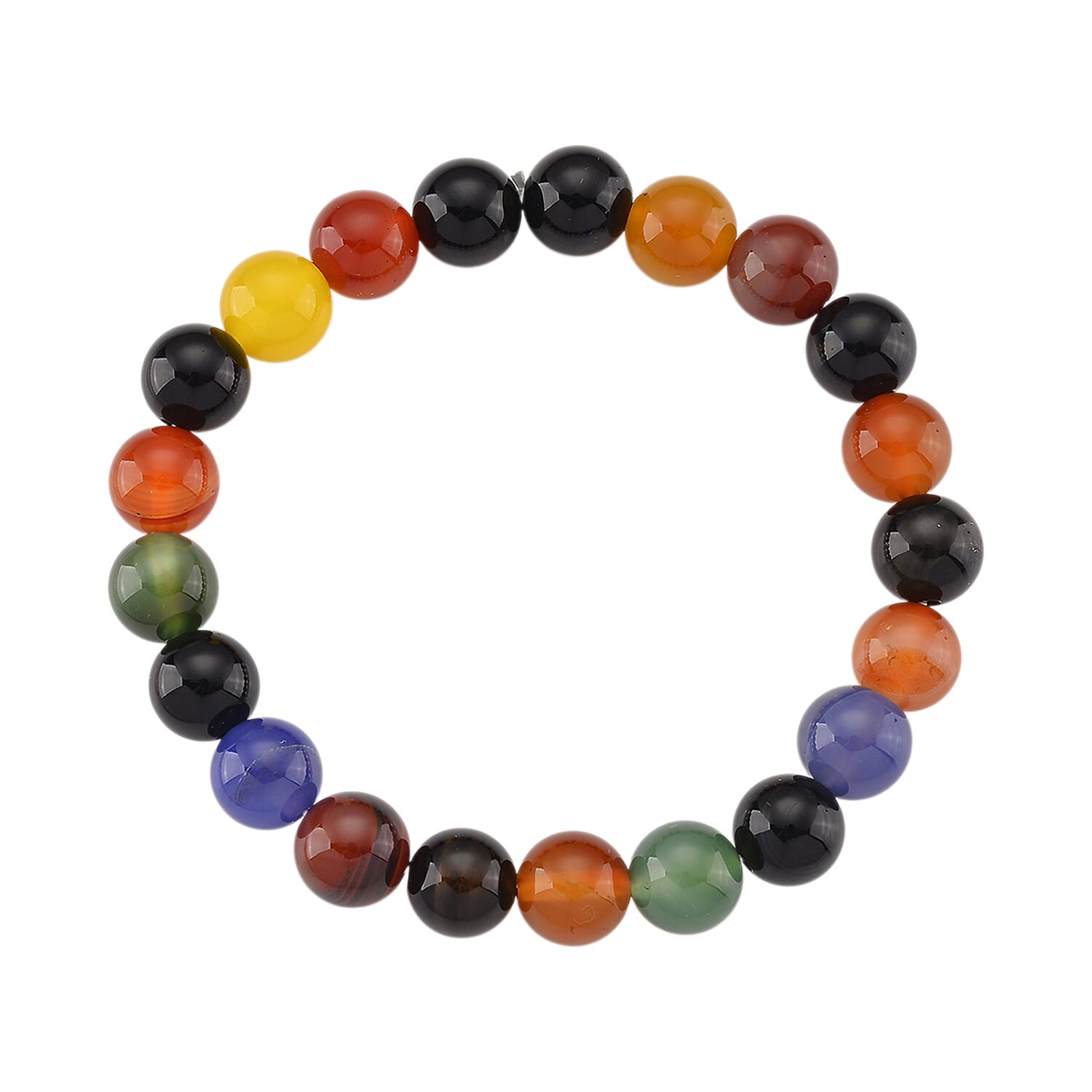 One Time Deal- 2 Piece Set - Multi Gemstones Multi Colour Agate Accessories & Multi Stone Bracelet (Size 7.5 Strechable) 1740.00 Ct.