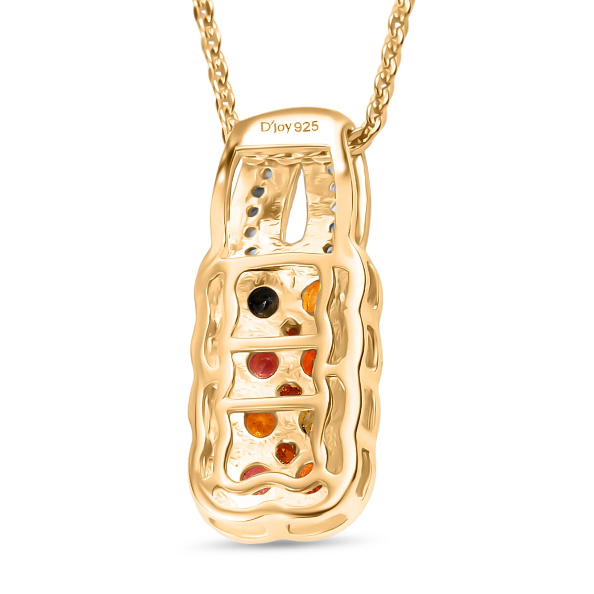 Multi Sapphire,  White Zircon Pendant with Chain (Size 20) in 18K YG Vermeil Sterling Silver 0.10 ct  0.900  Ct.