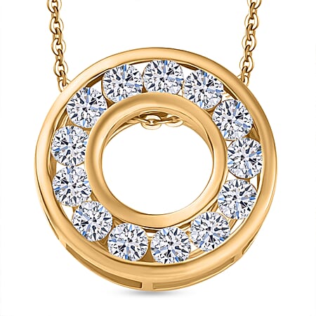LUXURIANT Lab Grown Diamond (VS E/F) Pendant with Chain (Size 20) in 18K Vermeil Yellow Gold Plated Sterling Silver 1 Ct.