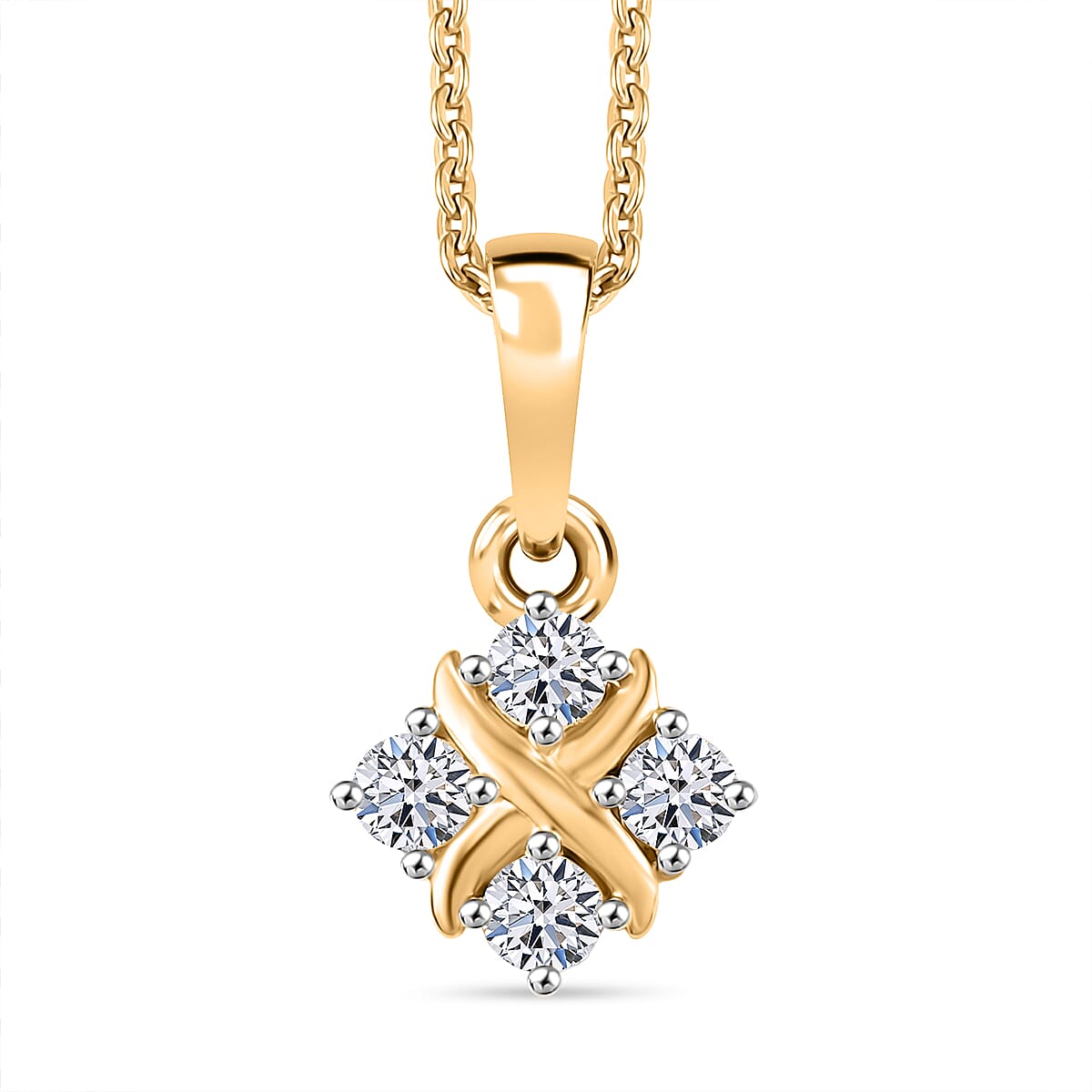 Luxuriant Diamond Lab Grown Diamond (SI-GH) Pendant with Chain (Size 20) in 18K Vermeil Yellow Gold Plated Sterling Silver