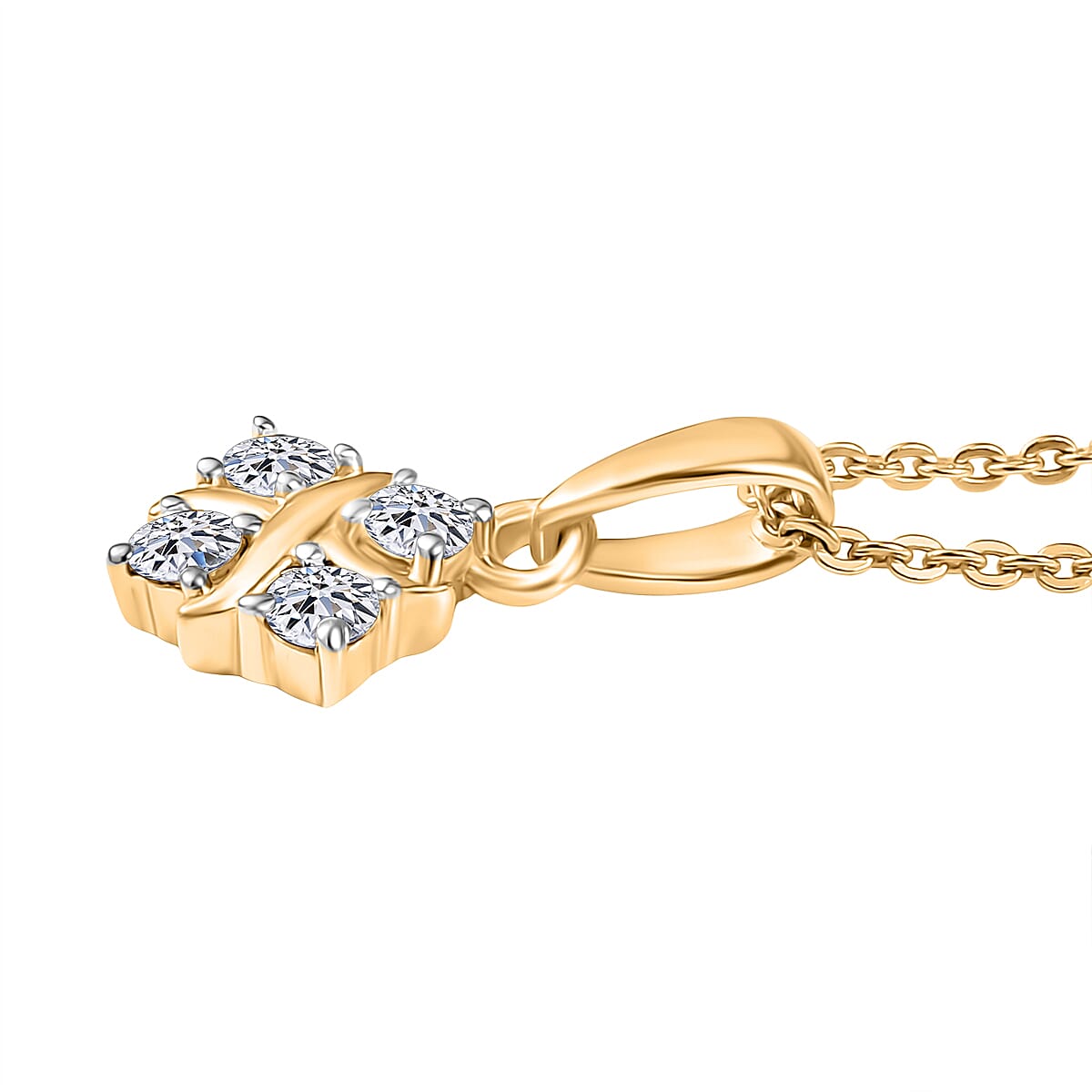 Luxuriant Diamond Lab Grown Diamond (SI-GH) Pendant with Chain (Size 20) in 18K Vermeil Yellow Gold Plated Sterling Silver